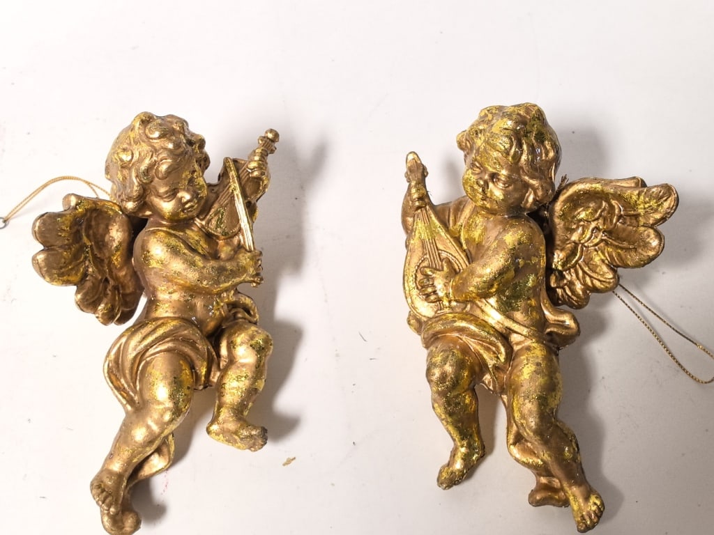 (2) Vintage Cherub Wall Mounts - 2