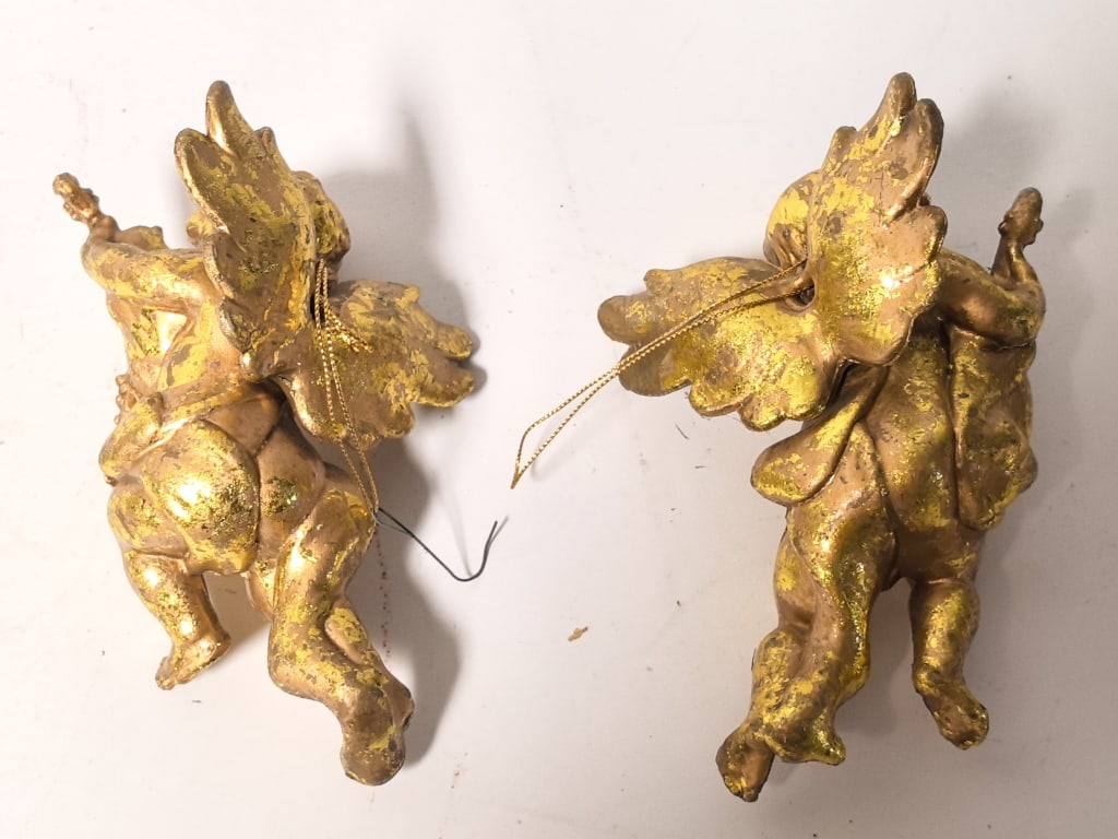 (2) Vintage Cherub Wall Mounts - 3