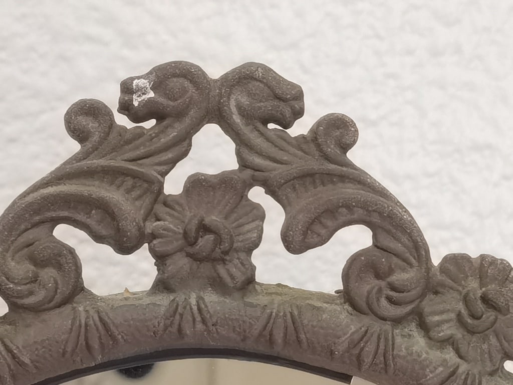 Vintage Cast Metal Vanity Table Mirror - 5
