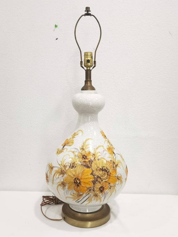 Vintage Mid-Century Ceramic Floral Table Lamp (1 of 4)