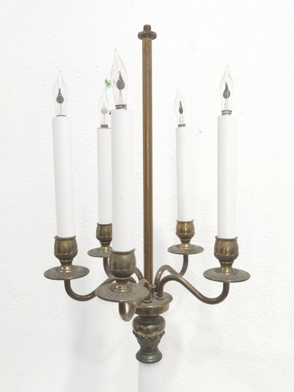 Classical Brass & Milk Glass Multi-Light Candelabr - 2