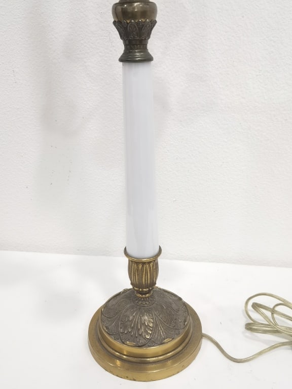 Classical Brass & Milk Glass Multi-Light Candelabr - 3