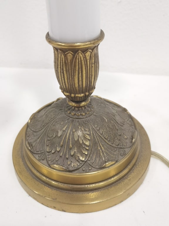 Classical Brass & Milk Glass Multi-Light Candelabr - 4