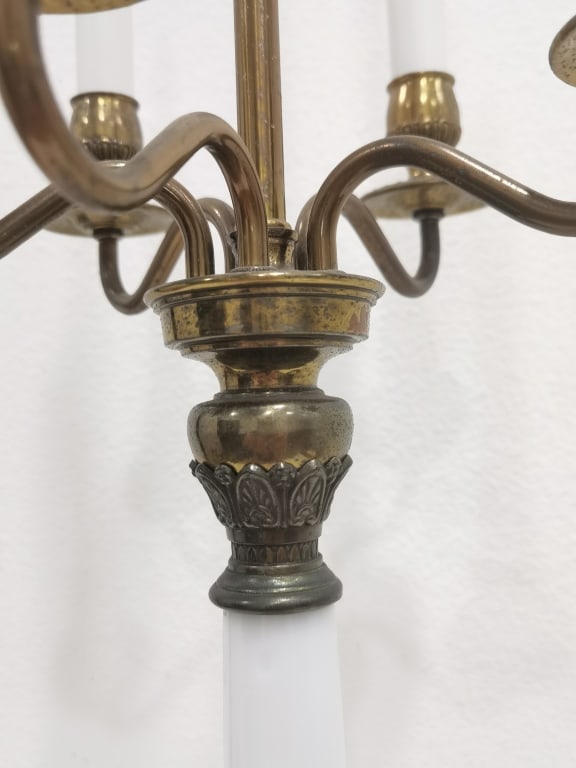 Classical Brass & Milk Glass Multi-Light Candelabr - 5