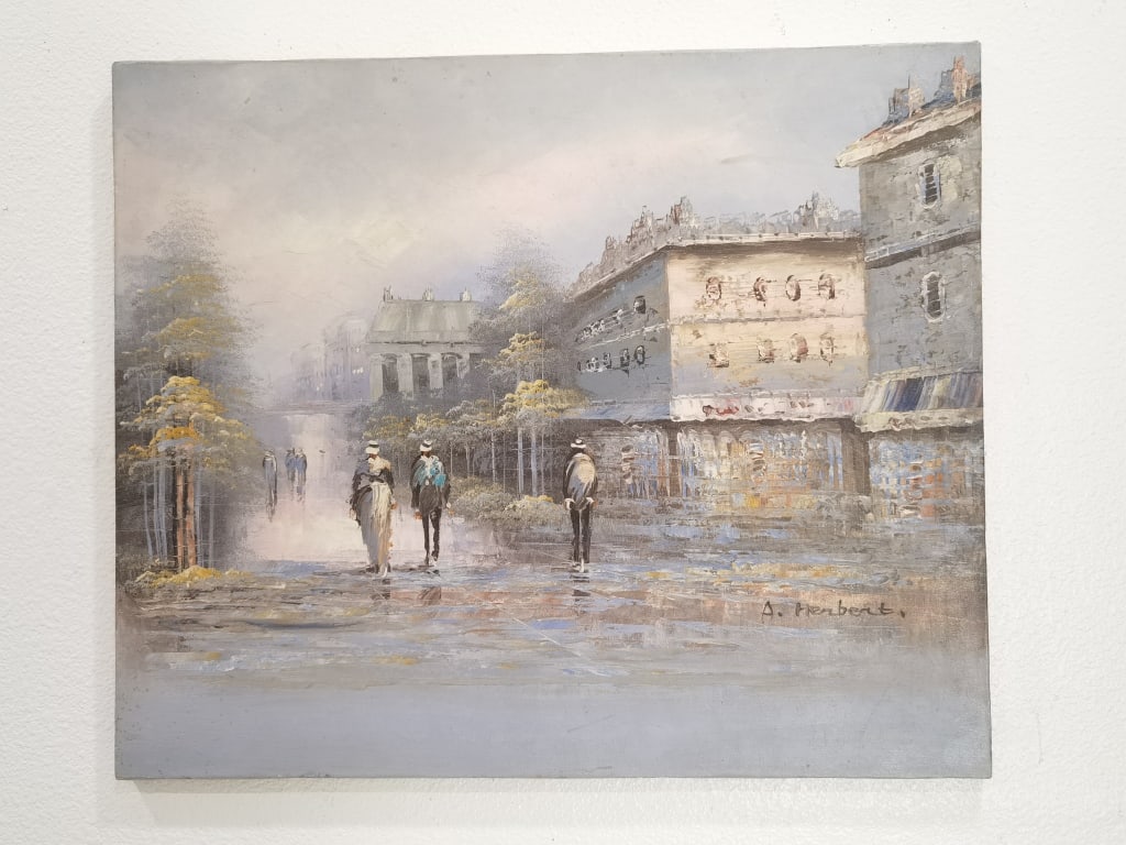 Signed A. Herbert Oil Painting on Canvas (1 of 5)