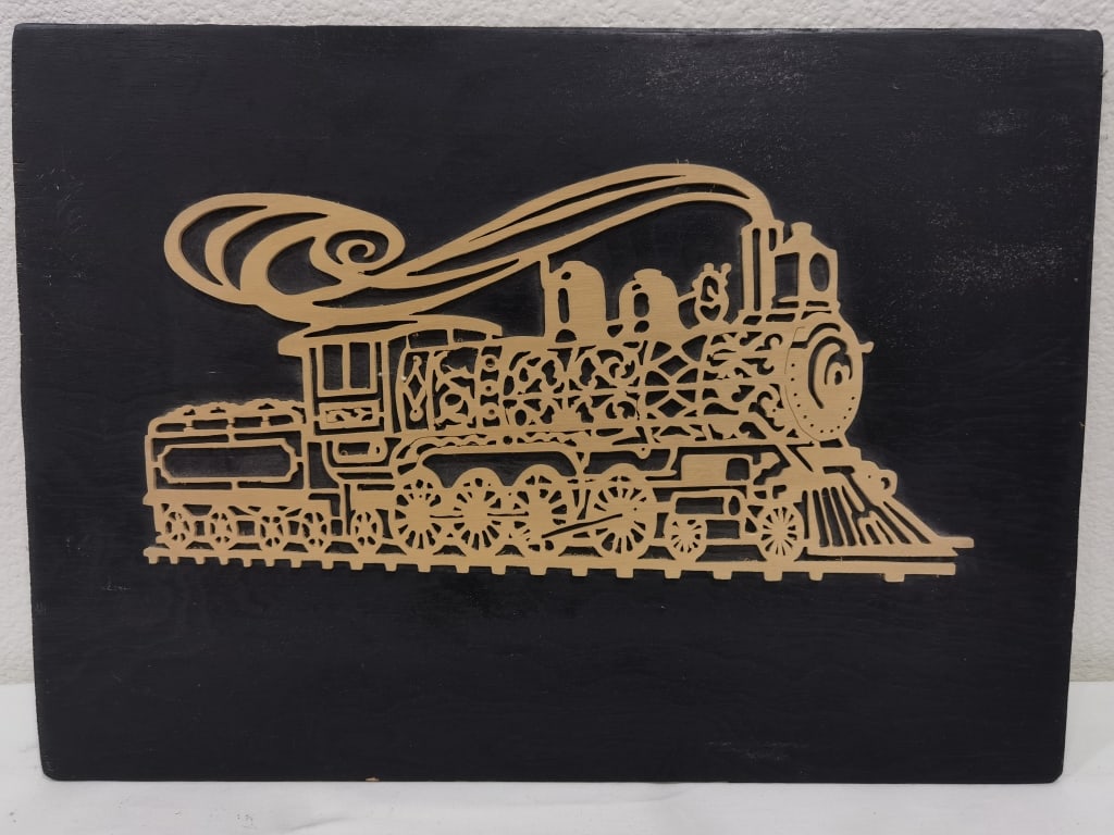 Wood Carved Train Art - 3