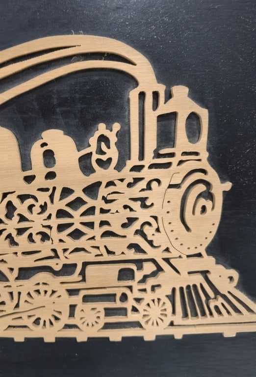 Wood Carved Train Art - 4