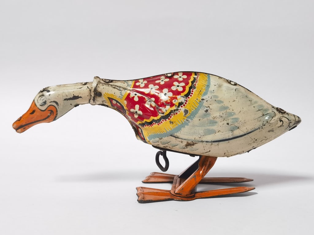 Vintage Lithographed Tin-Plate Goose Toy (1 of 3)