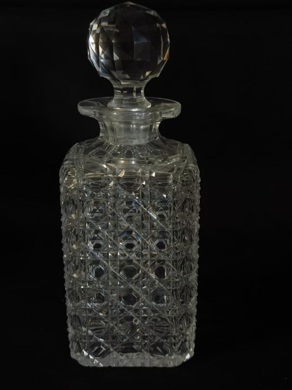 Vintage Square Cut Crystal Whiskey Decanter (1 of 4)