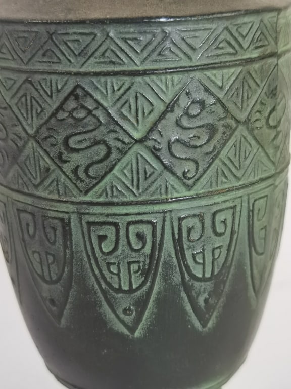 Archaistic Chinese-Style Bronze Handled Urn - 3