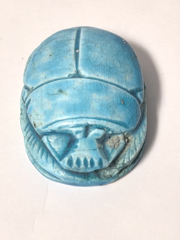 Vintage Egyptian Glazed Faience Scarab Amulet (1 of 4)