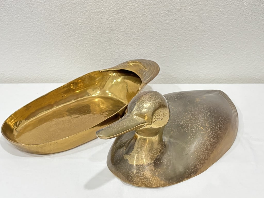 Vintage Brass Duck-Form Covered Box - 2