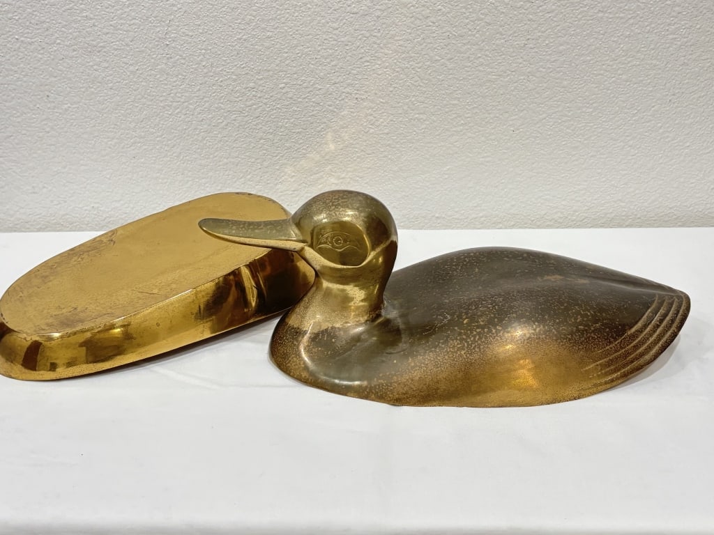 Vintage Brass Duck-Form Covered Box - 3