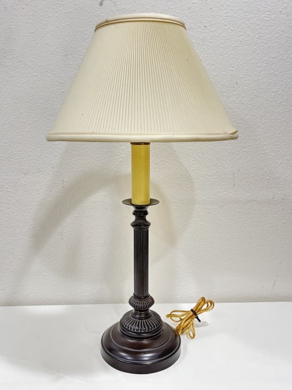Regency Style Fluted Pillar Table Lamp: Regency Style Fluted Pillar Table Lamp, 26in