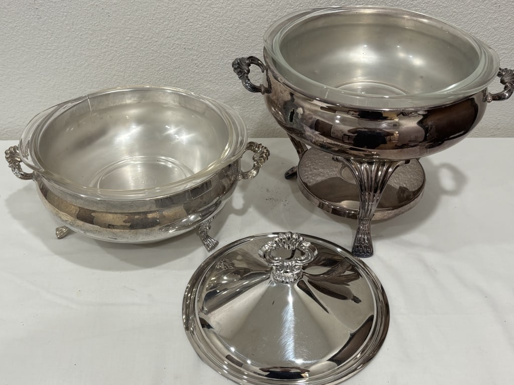 (2) Vintage Silver-Plated Chafing Dishes - 2