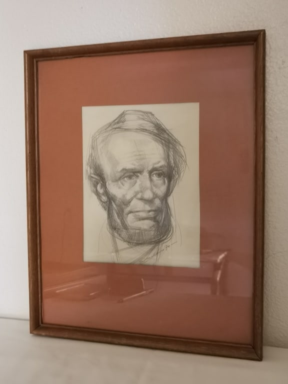 1970 Signed Silverhorn Pencil Portrait Drawing (1 of 3)