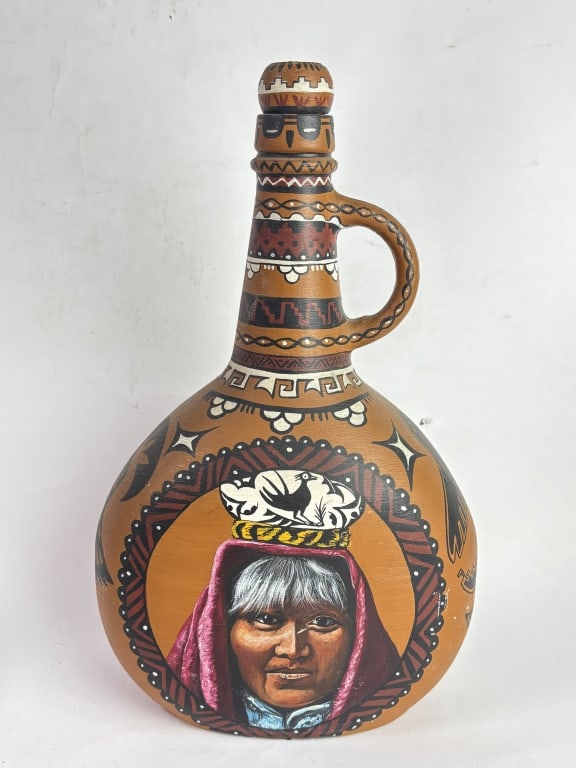 1987 Maria V. Peruvian Hand-Painted Terracotta Jug (1 of 5)