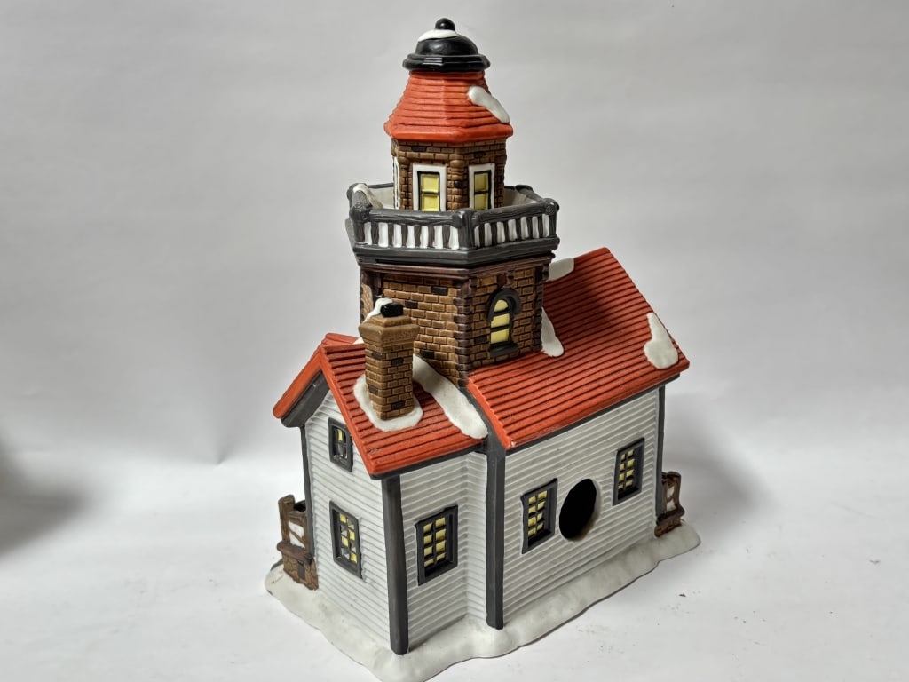 Porcelain Hand Painted Christmas Lighthouse - 3