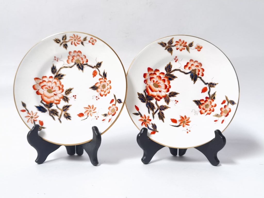 Pr. of Crown Staffordshire Imari-Style Floral Pla (1 of 4)