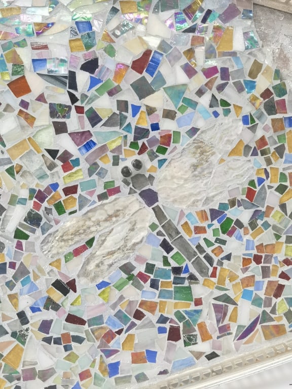 Large Colored Glass Mosaic Dragonfly Tray - 3