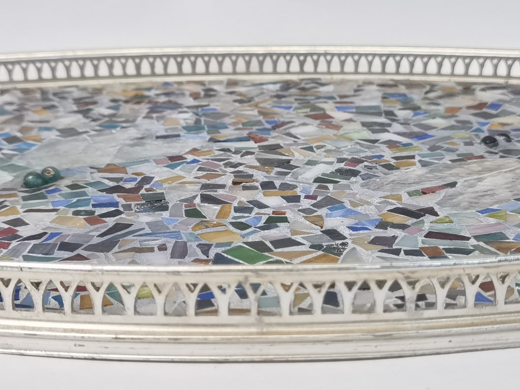Large Colored Glass Mosaic Dragonfly Tray - 7