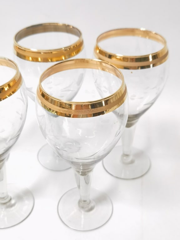 (5) Gold Rim Wine Glasses - 2