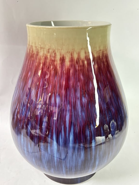Vintage Chinese Porcelain Flambe Glaze Zun, JingDe: Vintage Chinese Porcelain Flambe Glaze Zun, JingDeZhen, 12.25in
