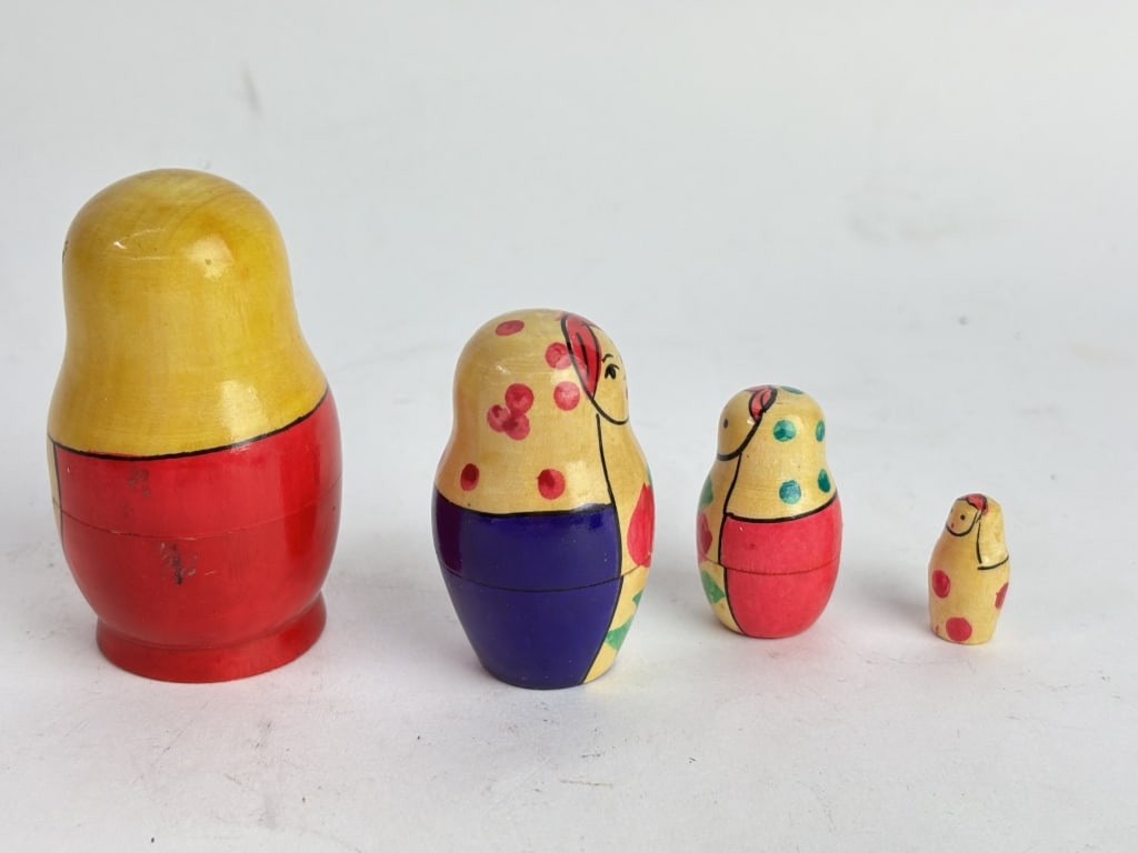 Vintage Russian Hand Painted Nesting Dolls - 2