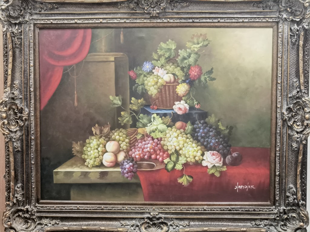 Extraordinary Oil Painting on Canvas, Signed Heath: Extraordinary Oil Painting on Canvas, Signed Heather, 50.5in by 62.5in