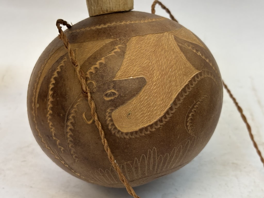 Vintage Gourd Carved Vessel - 2