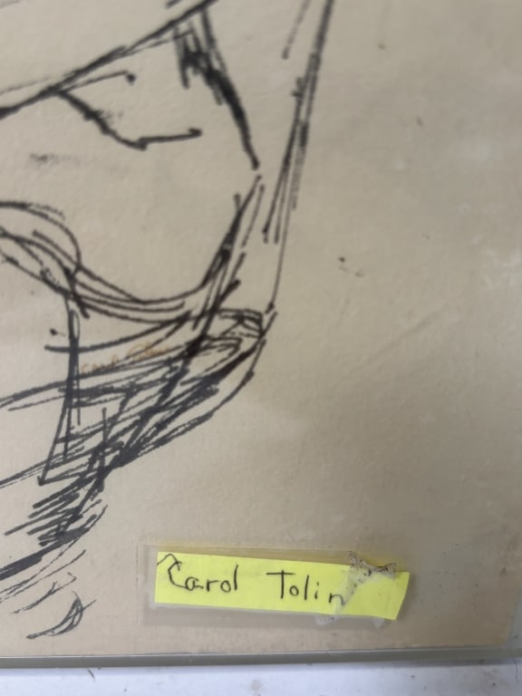 Signed Carol Tolin Ink Portrait Art - 4