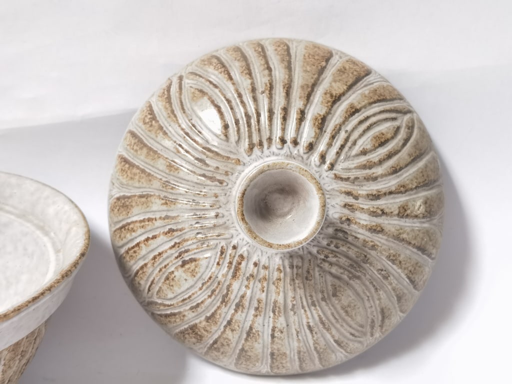 Pottery Craft Covered Bowl - 4