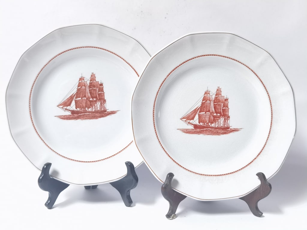 Pr. of Wedgwood Porcelain Flying Cloud Plates: Pr. of Wedgwood Porcelain Flying Cloud Plates, 10in