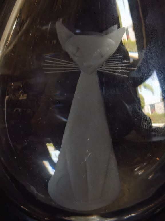 Signed and Numbered Crystal Cat Vase - 2