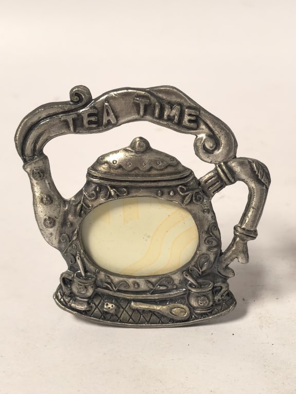 (2) Teapot-Themed Miniature Picture Frames - 2