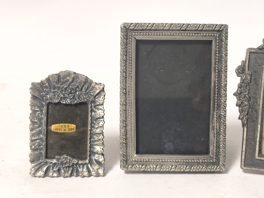 (3) Miniature Pewter-Tone Picture Frames - 2