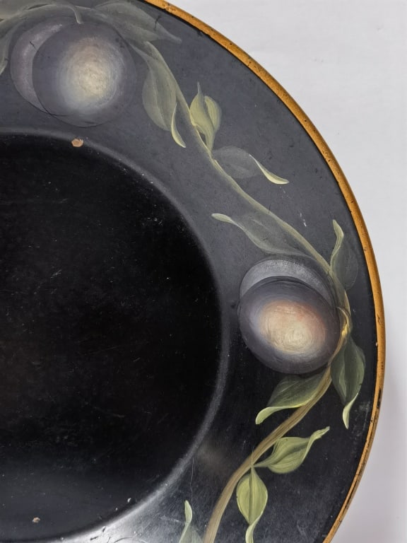 Round Black Toleware Tray - 2