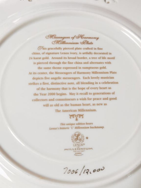 Limited Ed. Lenox Millenium Collection Plate - 4