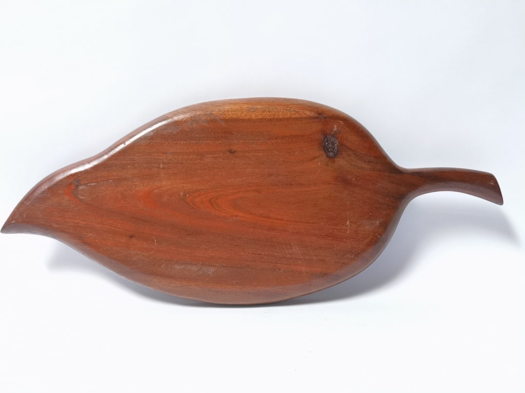 Wood Carved Leaf Dish - 4