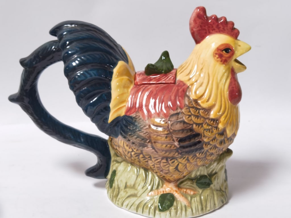 WCL Ceramic Crowing Rooster Figural Teapot - 2
