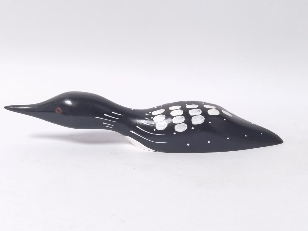 The PineBird Hand-Carved Minimalist Loon Decoy: The PineBird Hand-Carved Minimalist Loon Decoy, 9.5in