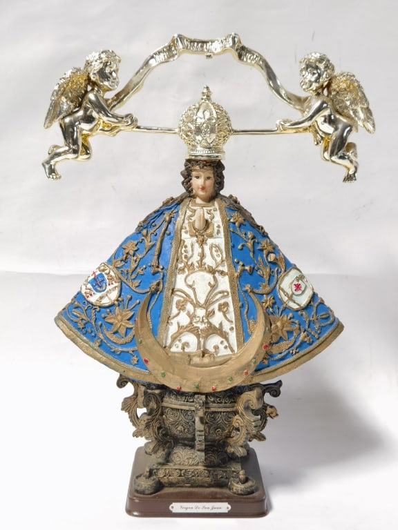 Devotional Shrine Figurine of Nuestra Se?ora de S: Devotional Shrine Figurine of Nuestra Se?ora de San Juan de los Lagos, 15.5in by 11in by 5.5in