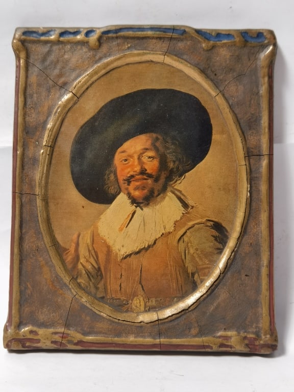 Frans Hals "Laughing Cavalier" Plaque: Frans Hals "Laughing Cavalier" Plaque, 10in by 8.5in