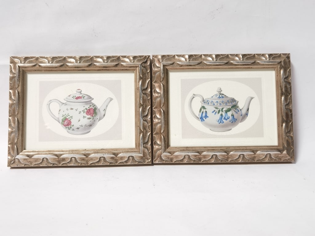 Pr. of Framed Porcelain Teapot Prints (1 of 3)