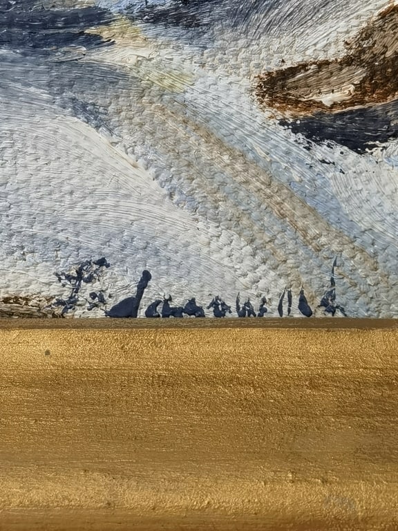 Signed Miniature Framed Alpine Winter Landscape Oi - 3