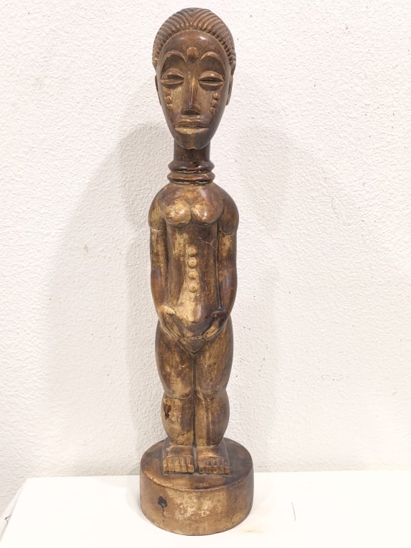 Vintage African Baule Ivory Coast Blolo Bla Sculpt: Vintage African Baule Ivory Coast Blolo Bla Sculpture, 24.25in