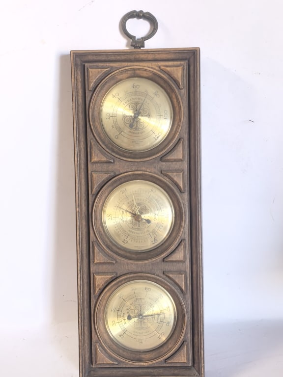 Mid-Century Springfield Mediterranean Wall Weather: Mid-Century Springfield Mediterranean Wall Weather Station, 21in by 7.5in by 1.75in