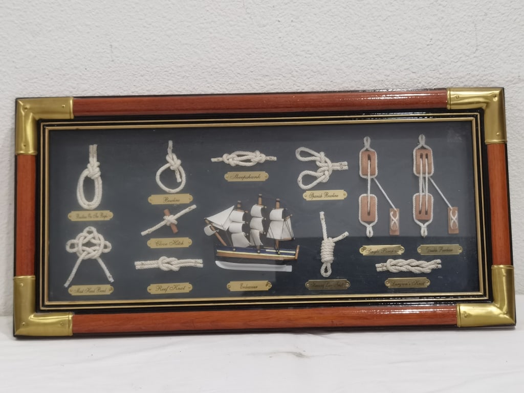 Framed Maritime Knot Board & Ship Model Display (1 of 7)
