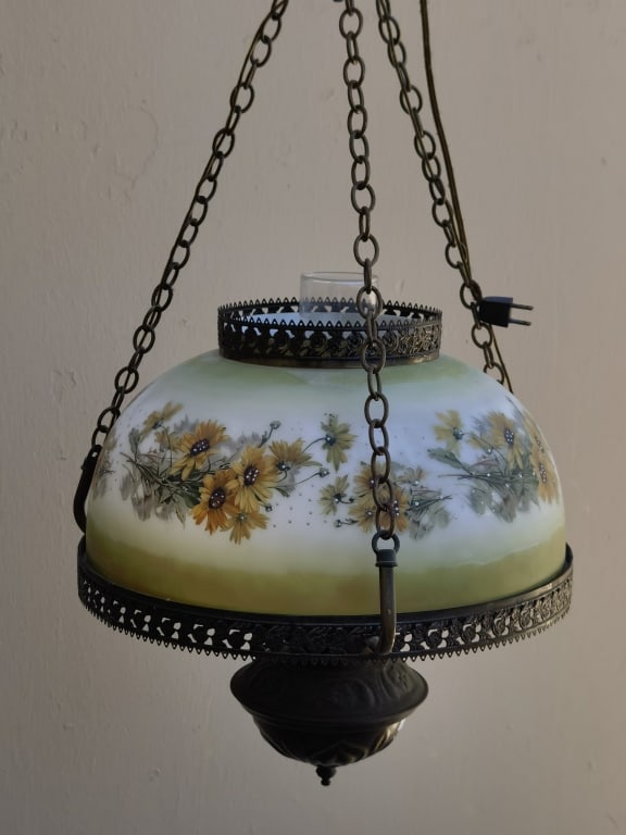 Vintage Victorian-Style Hand-Painted Slag/Milk Gla (1 of 6)