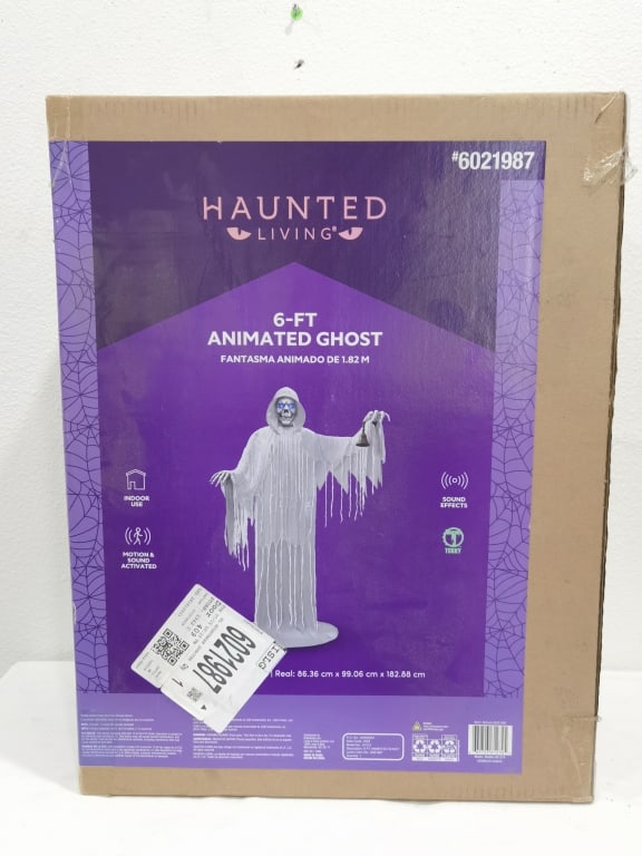 Haunted Living 6-Ft Animated Ghost Halloween Prop: Haunted Living 6-Ft Animated Ghost Halloween Prop (In Box), 24in by 18in by 10in